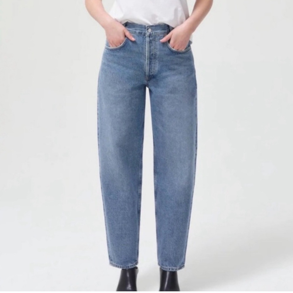 Agolde High-Rise Straight Leg Jeans in Medium Blue